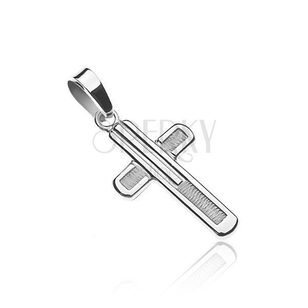 Križ iz srebra čistine 925 - bleščeč rob, strukturirana sredina