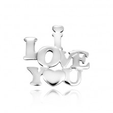 Obesek iz srebra sterling - ljubezenski napis s srcem