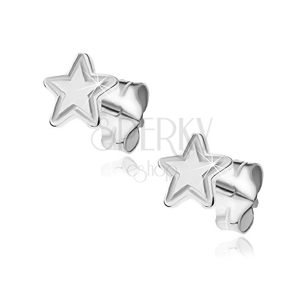 Srebrni uhani - peterokraka zvezda z zarezami