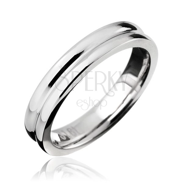 Prstan iz jekla - poročni prstan z vdolbino na sredini