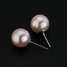 Uhani, srebro čistine 925 - svetlo roza perle, 10 mm