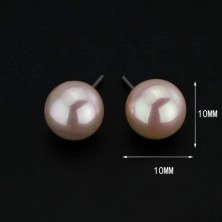 Uhani, srebro čistine 925 - svetlo roza perle, 10 mm