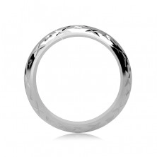 Bleščeč srebrn prstan - vgravirane zvezdice