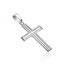 Križ iz srebra čistine 925 - dve vzporedni črti