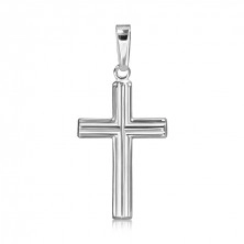 Križ iz srebra čistine 925 - dve vzporedni črti