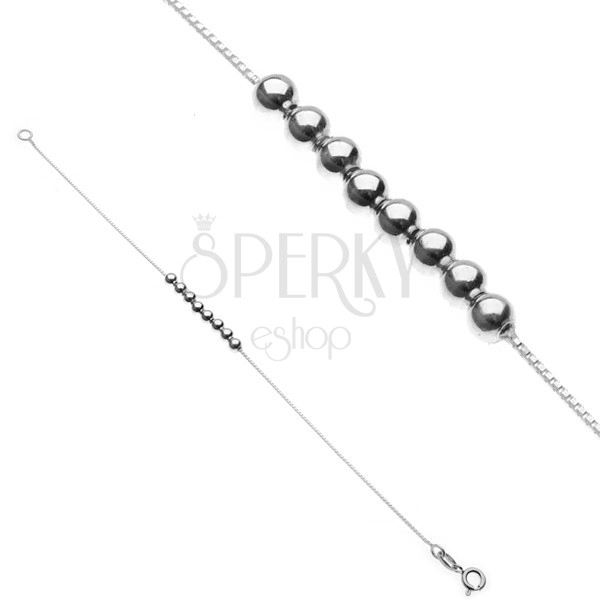 Zapestnica iz srebra čistine 925 - linija bleščečih perl na verižici