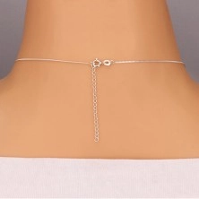 Srebrna ogrlica - pentlja z okroglim cirkonom na verižici