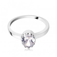 Zaročni prstan iz srebra čistine 925 - ovalen cirkon v diademu