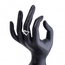 Srebrn prstan - srce nepravilne oblike s cirkonsko polovico